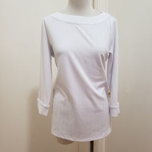 SALE EUC W Kim Rogers White Boatneck Top Sz S